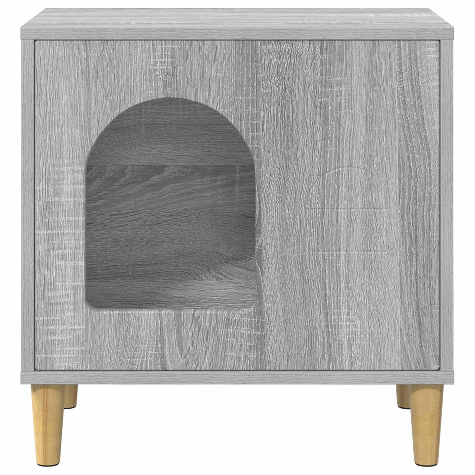 Mangloder Graues Sonoma Katzenhaus aus Holzwerkstoff 51 x 30 x 52 cm, für drinnen, stabil bis 60 kg, als Katzenhaus, kratzmöbel, kratzbrett, spielturm, zum Klettern, kratzen, Spielen