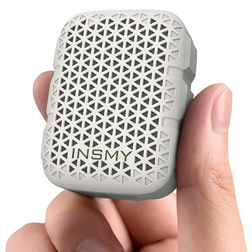 INSMY Wearable Bluetooth Speakers,IP67 Waterproof,Clip-On Portable Small Personal Speaker/Clean Sound/Stereo Pair/Wireless/ENC Built-in Mic/Lightweight for Golf Work Pool Gift(Non-Magnetic) (White)