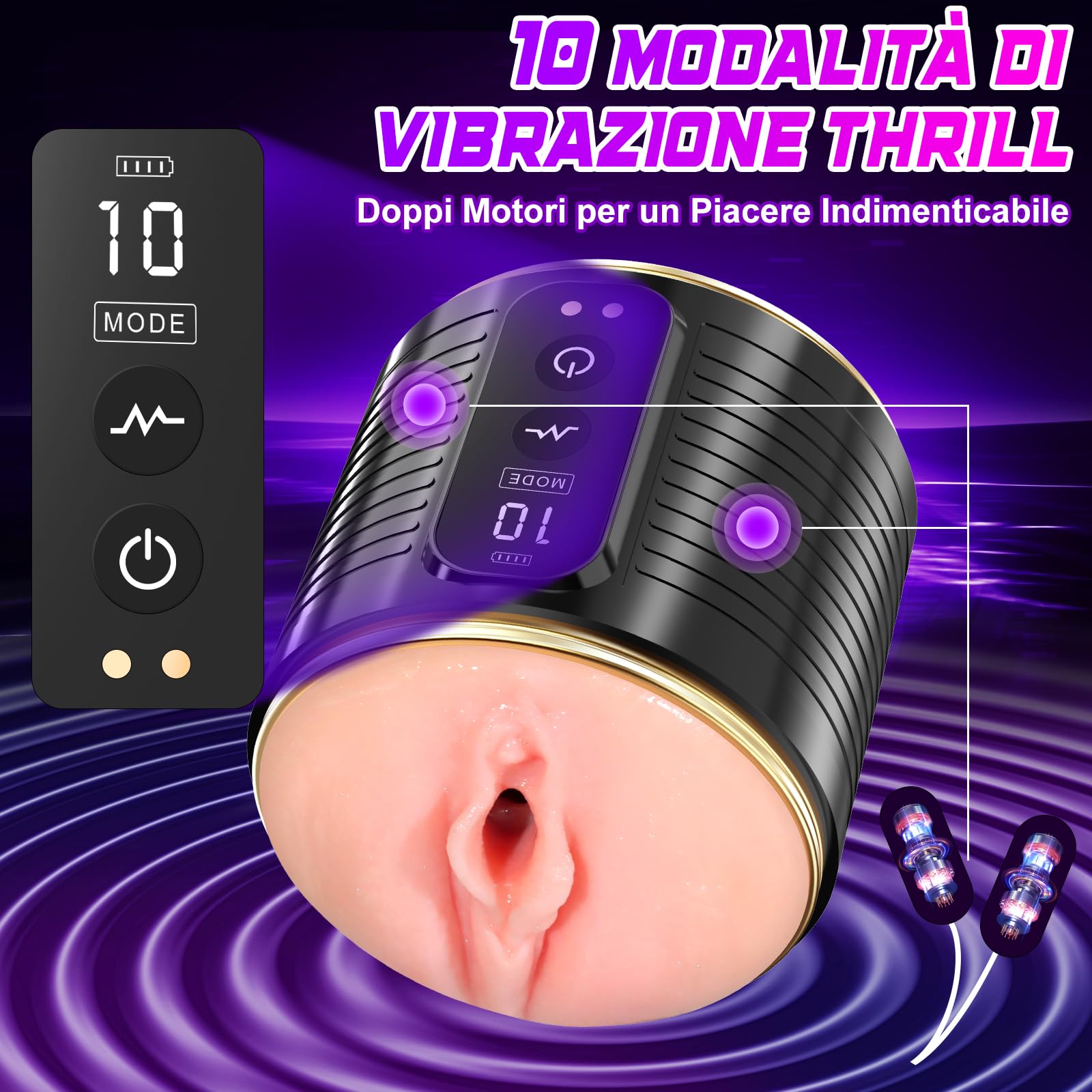 Masturbtore per Uomini Sex Toys - Masturvatore per Uomo Automatico LED Con 10 Modalità Potenti Masturbatore,Masturbatore con Vagina Finta Realistica Masturbtore per Pene Sexytoy