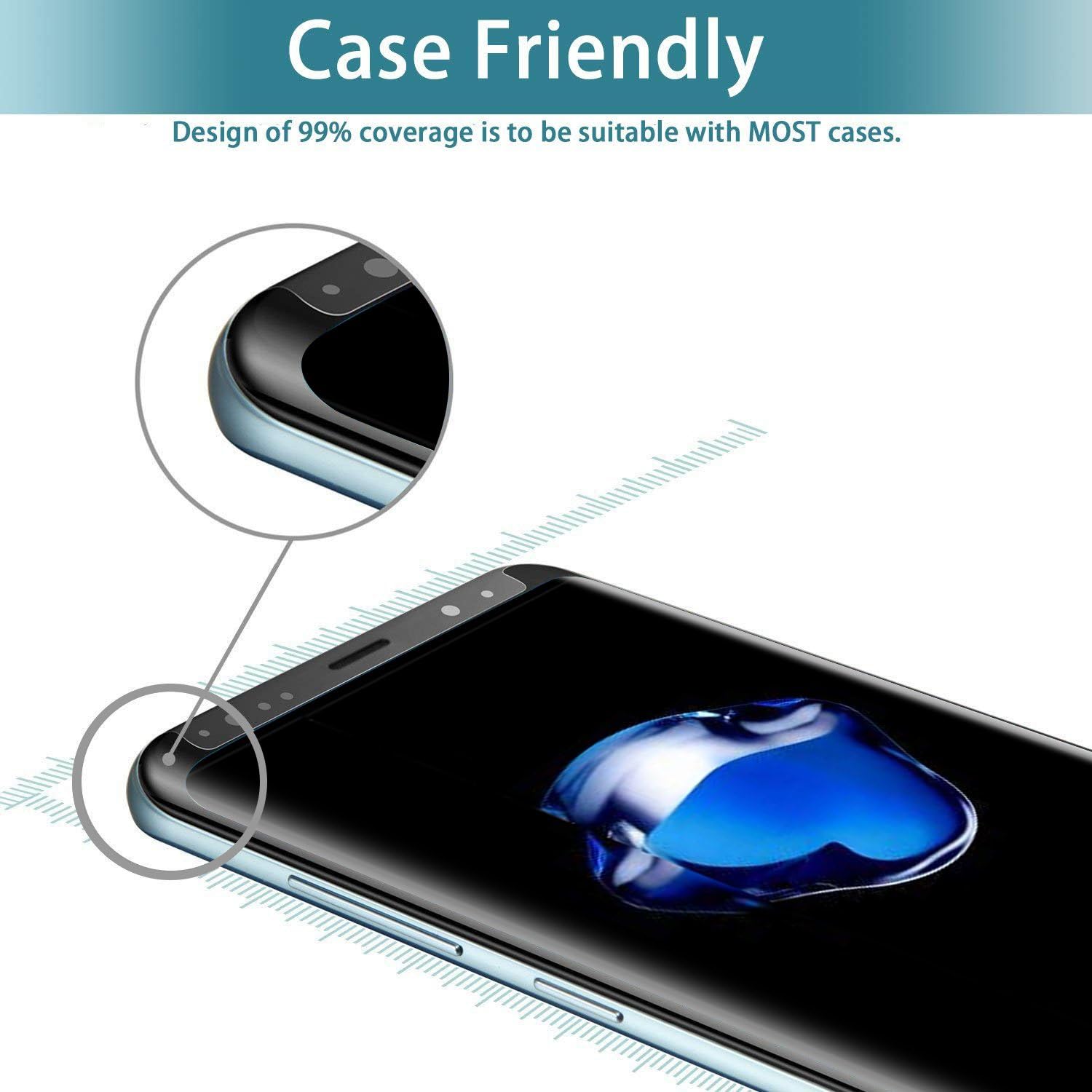 Fotbor [2-Pack] Galaxy S8 Plus Privacy Tempered Glass Screen Protector CTREEY [3D Curved] [Case-Friendly] For Samsung Galaxy S8 Plus[Anti Spy][9H Hardness][No Bubble][Anti-Scratch] Film (Black)
