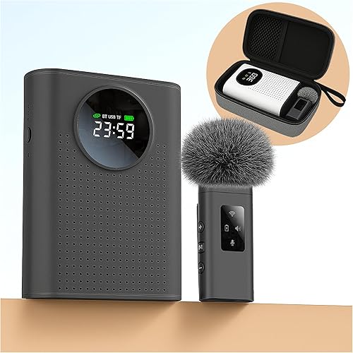 BSONE Amplificador de voz con micrófono inalámbrico para profesores - Sistema PA portátil Bluetooth con clip con micrófono de solapa y altavoz para