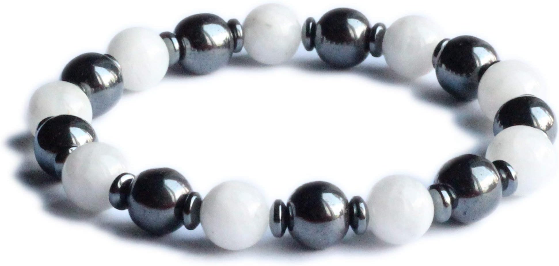 Empath Protection Moonstone & Silver Hematite Centering Bracelet