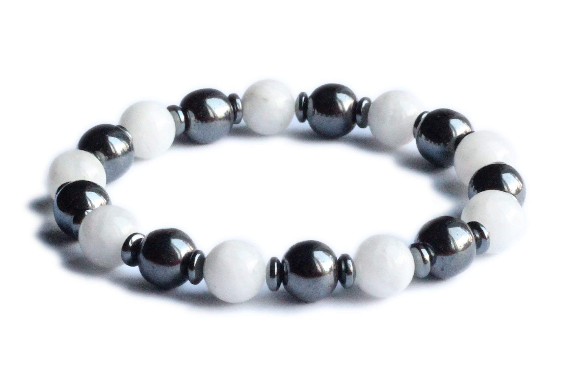 Empath Protection Moonstone & Silver Hematite Centering Bracelet