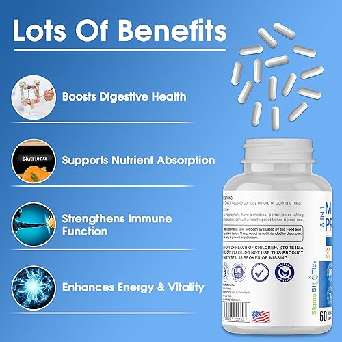 Miniatura 8 de Probiótico para hombres 150 mil millones de UFC  34 cepas con prebióticos orgánicos y enzimas digestivas  Apoya la salud digestiva, microbioma