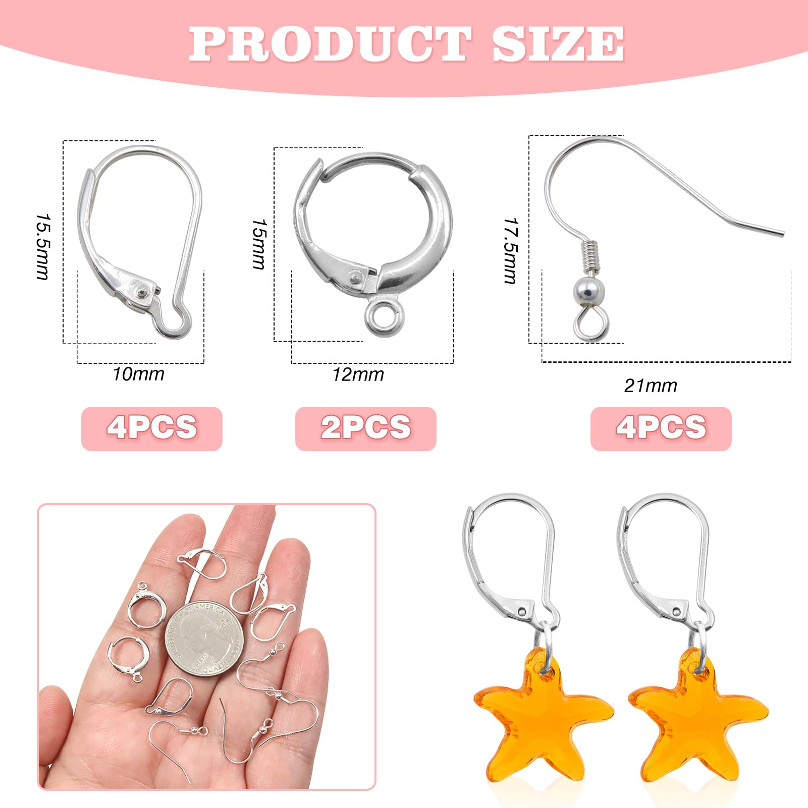 Lot De 10 Supports Pour Boucles D'oreilles Fermées (dormeuses) - Cuivre Rouge Sans Nickel - Fabriqué En France