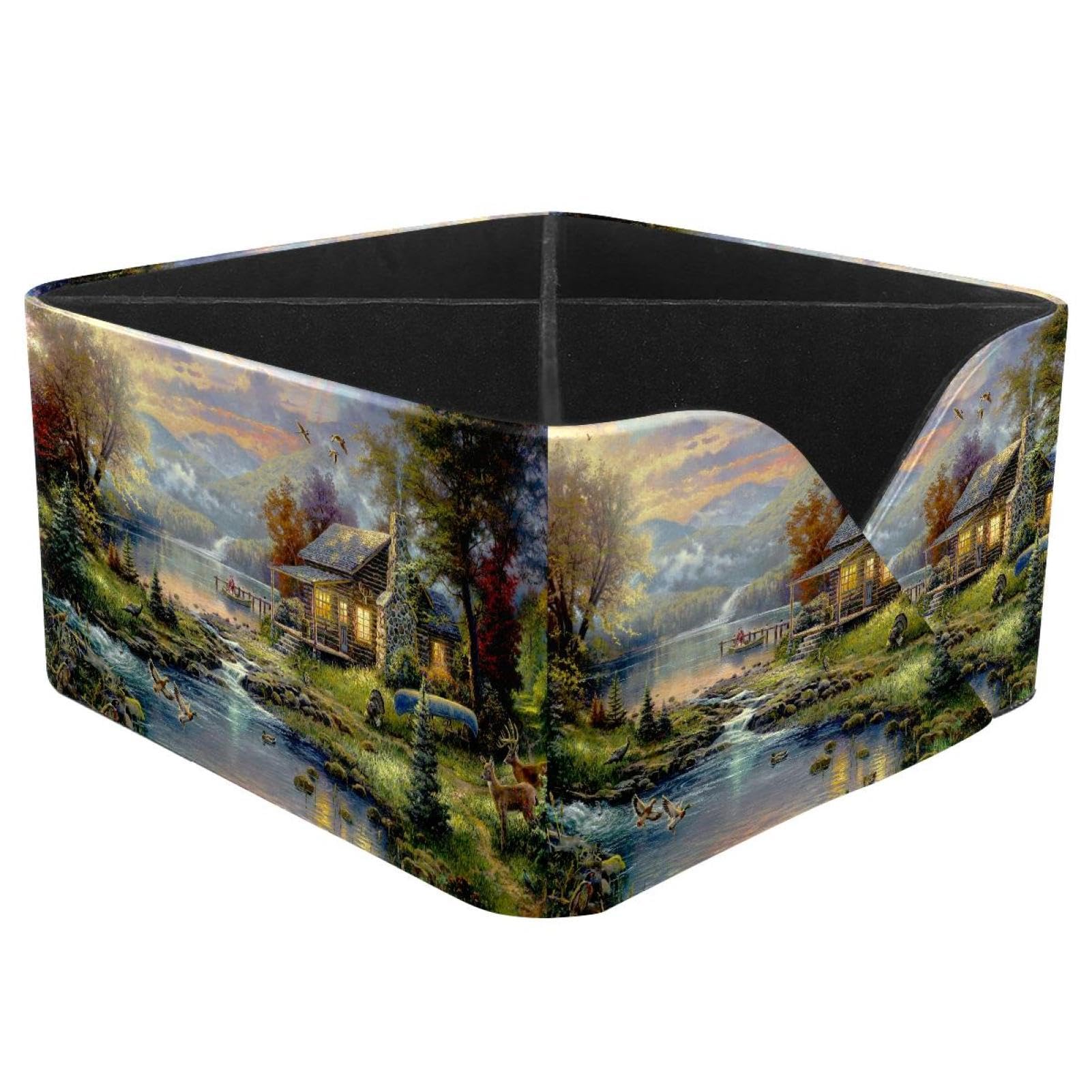 KengjuTesu Village of Dorset Desktop Organizer Pen Holder, Rectangular Pencil Cup for Office, Study and Makeup Stations