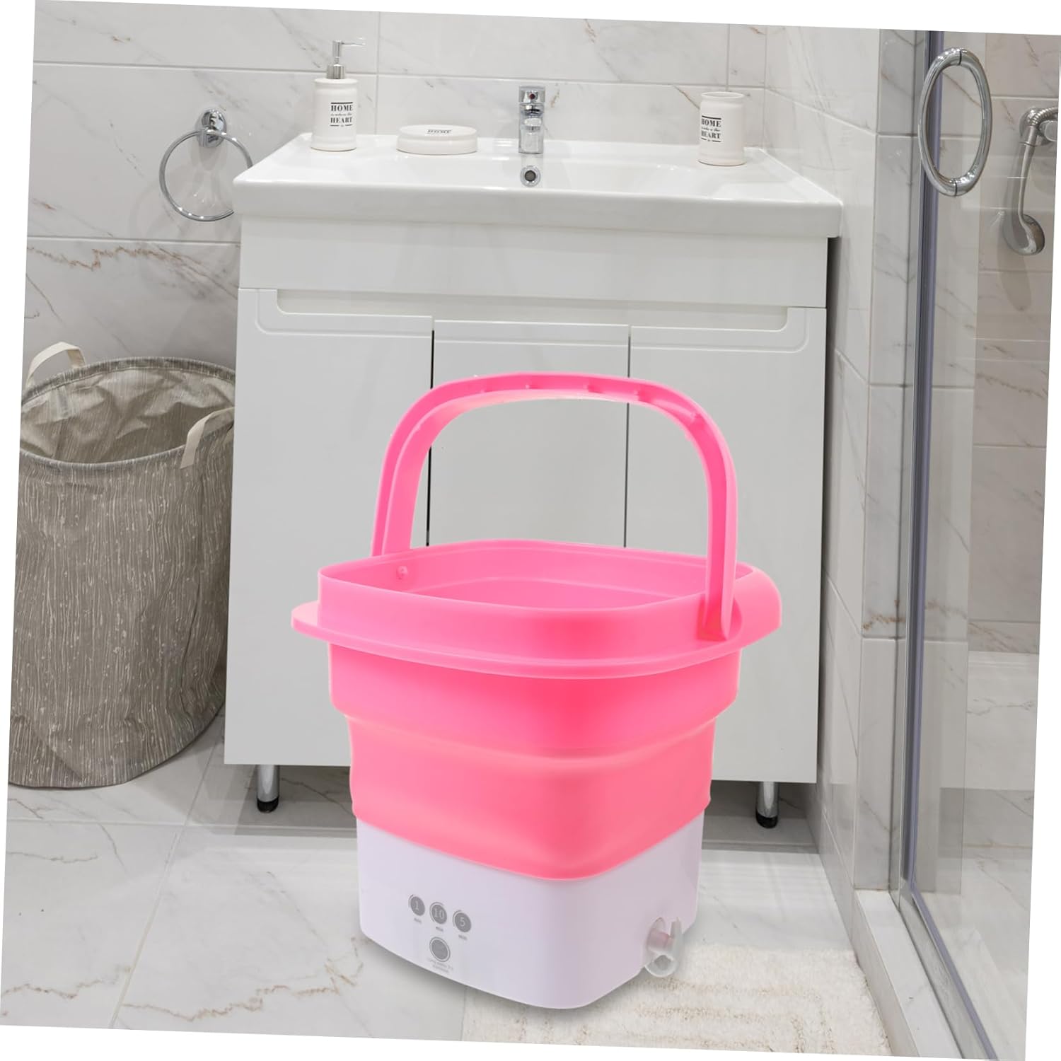 Veemoon Portable Mini Folding Washing Machine Automatic Travel Washer Timer Touchscreen for Camping Apartments and Road Trips Lightweight Compact Design