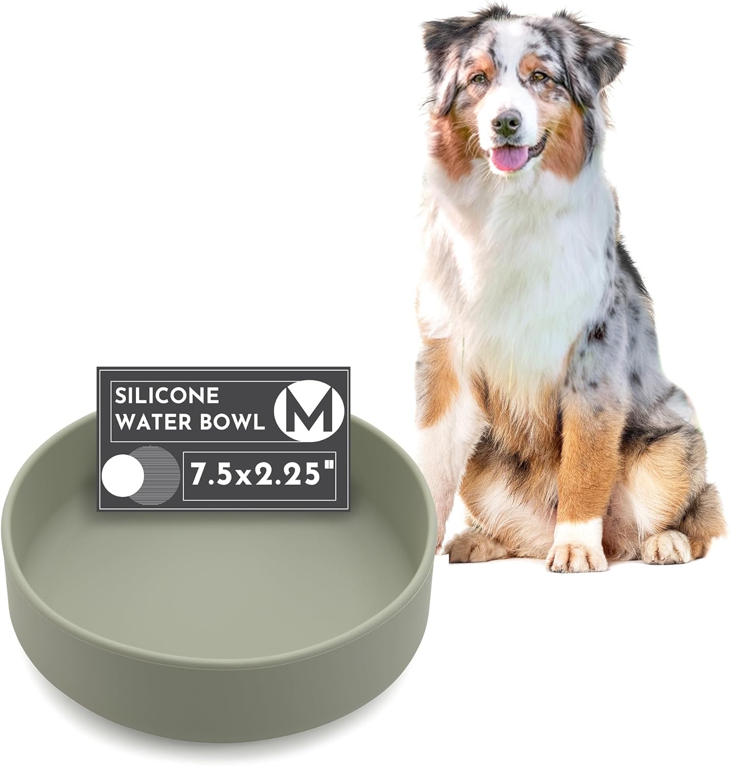 Should We Go? Dog Water Bowl - The Perfect Dish No-Spill, Less Mess Non-Tippable Water & Food Bowl, Pure Silicone with Suction Cup Fits 5 Cups 7.5" Across x 2.25" Tall, Ideal for All Pets, Medium-Sage Medium (7.5” Across x 2.25” Tall) Sage