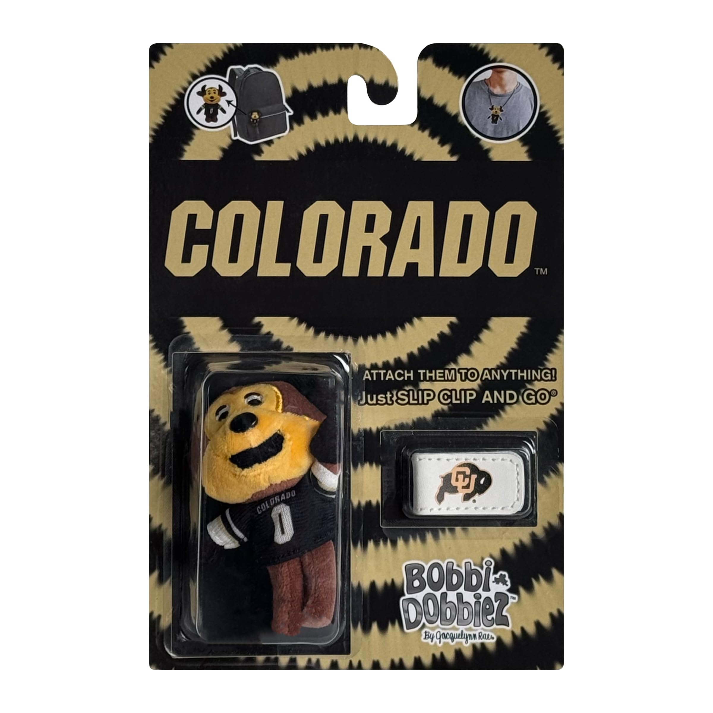 Bobbi-Dobbiez Attachable Plushie University of Colorado Chip Mascot Attaches to Backpacks Bags Shoes Water Bottles and More