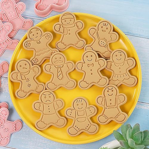 Miniatura 7 de Cortador de tema de Navidad adorable galleta 10 unidsset molde lindo de dibujos animados galleta hombre grado alimenticio PP bricolaje 3d Fondant