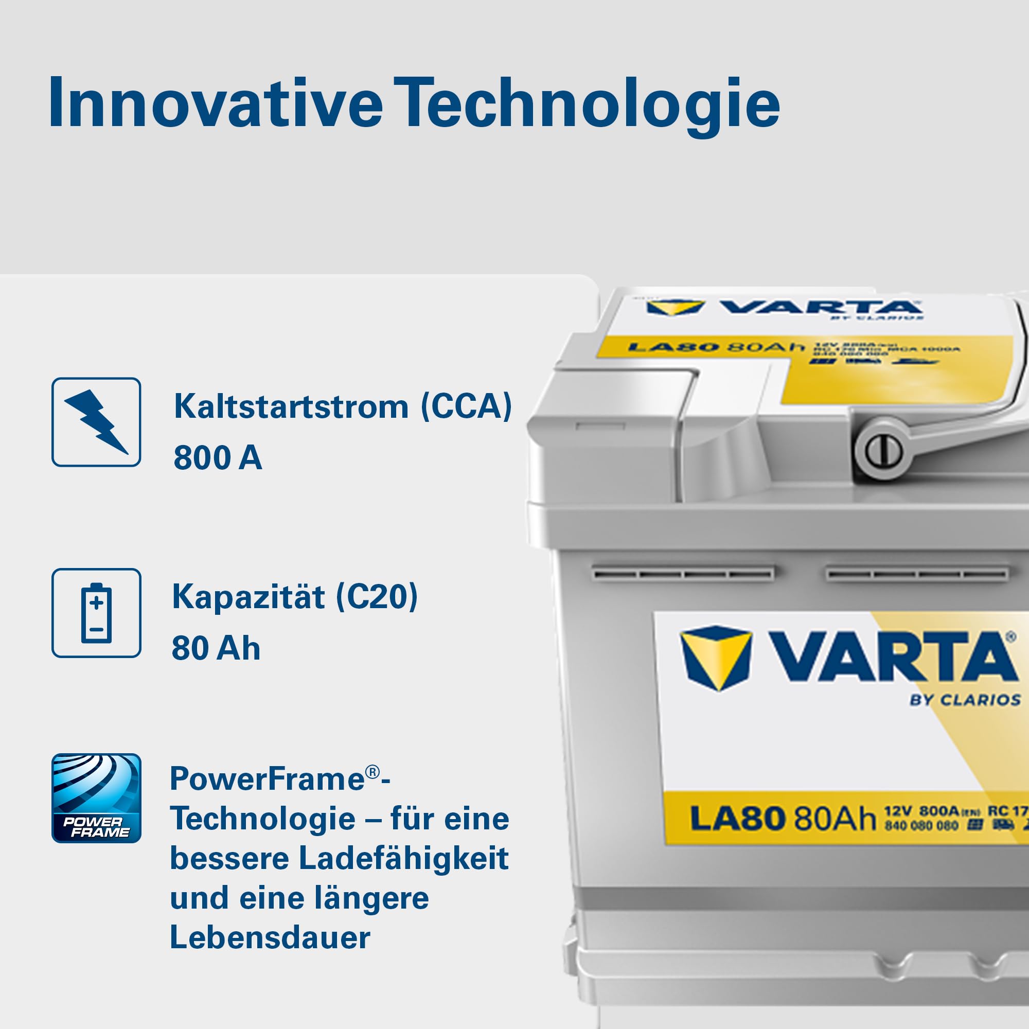 VARTA Professional Dual Purpose AGM (LA80) 12V 80Ah 800A - Nassbatterie für Wohnmobile, Wohnwagen & Boote - Resistente Starter- & Versorgerbatterie hoher Energiebedarf - Bleisäurebatterie wartungsfrei