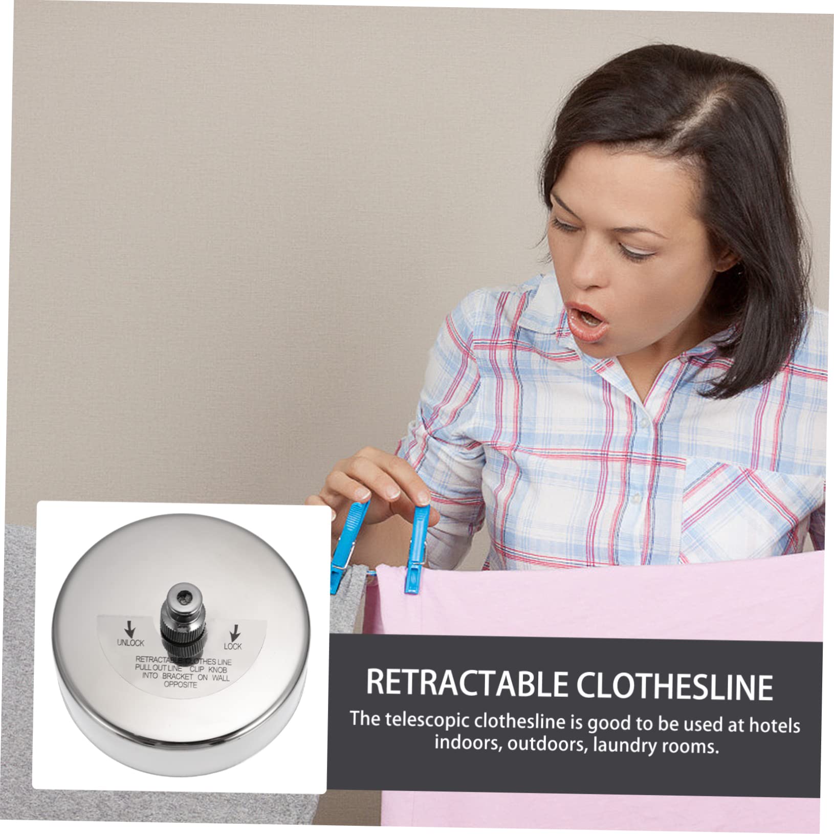 OUNONA 1pc Retractable Clothesline with and Lightweight Portable Clothes Hanging String for Indoor and Outdoor Use for Laundry Rooms and Hotels