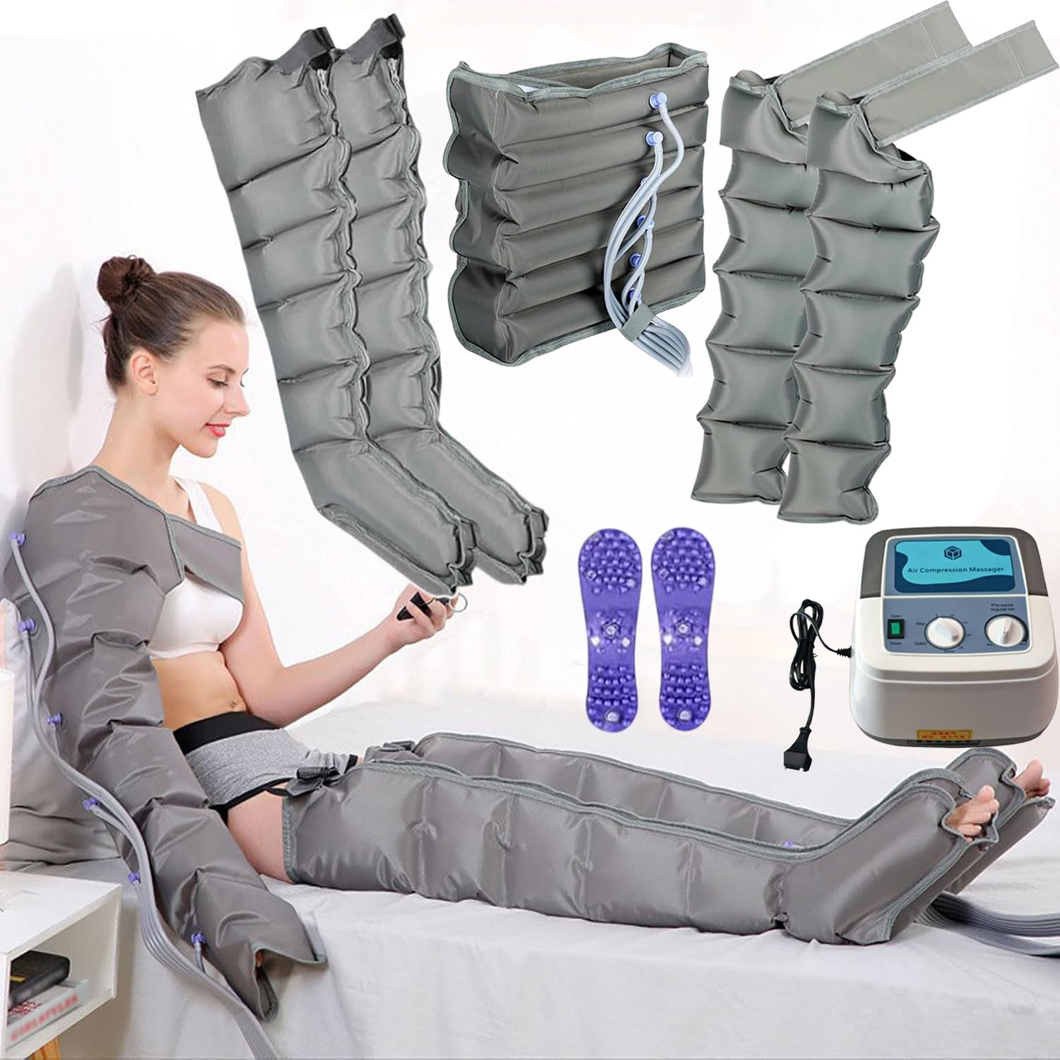 Massaggiatore Widppsopt per drenaggio linfatico, massaggiatore elettrico per gambe a compressione d'aria, allevia il dolore alle gambe con drenaggio linfatico, migliora la circolazione, per