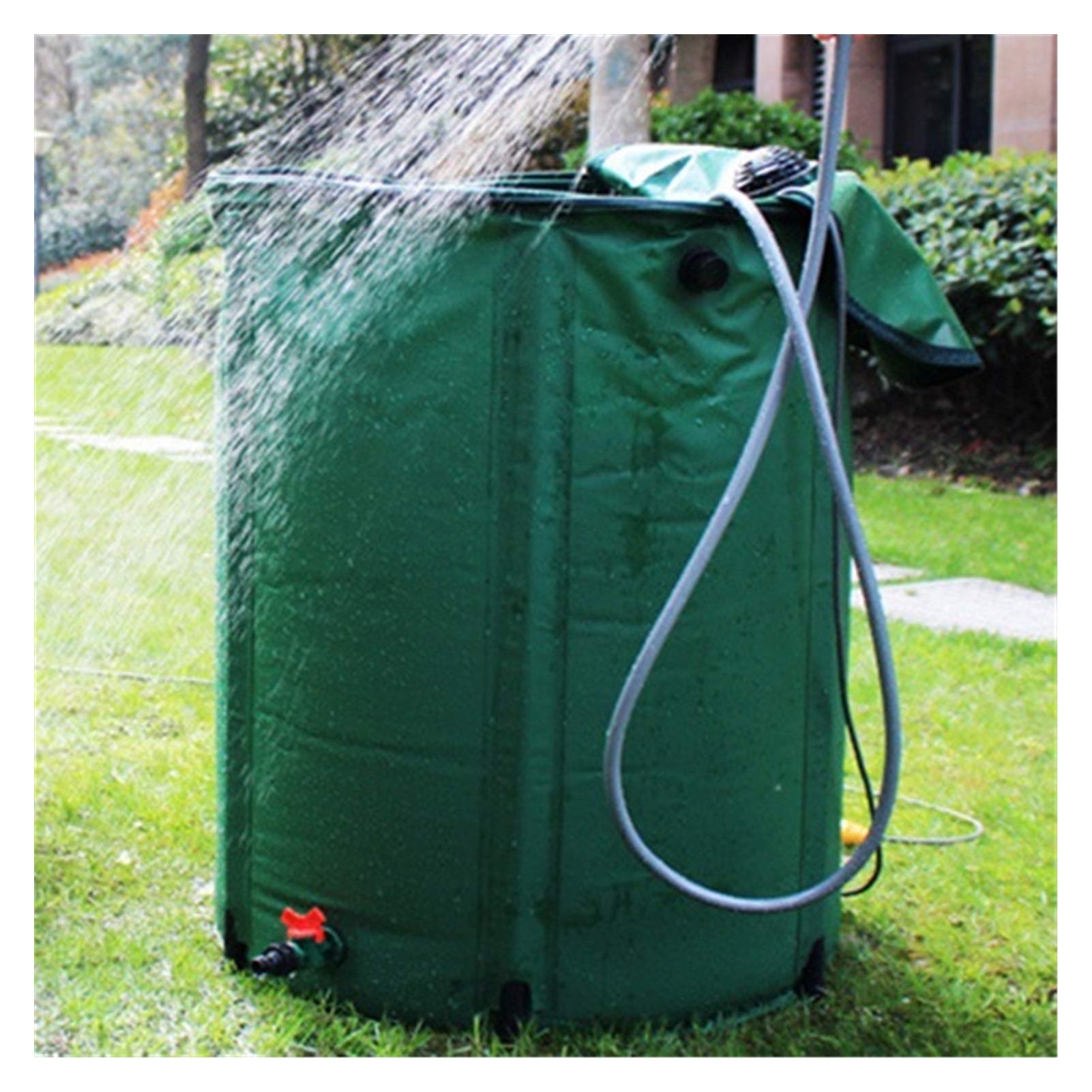 Barril de lluvia plegable con tanque de agua flexible y malla de filtro para un riego eficiente del jardín