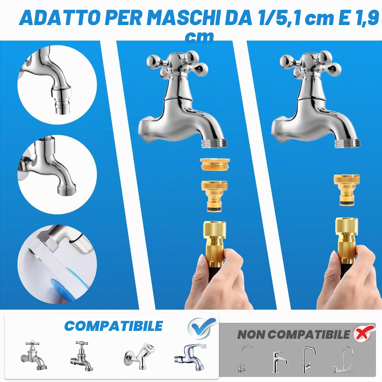 Jsdoin Tubo Acqua Giardino 30 Metri - Estensibile per con Pistola a Spruzzo 10 Funzioni, Canna Irrigazione Adattatori da 1/2" e 3/4" Innaffiare,Giardinaggio Lavaggio Auto (30M/100FT)