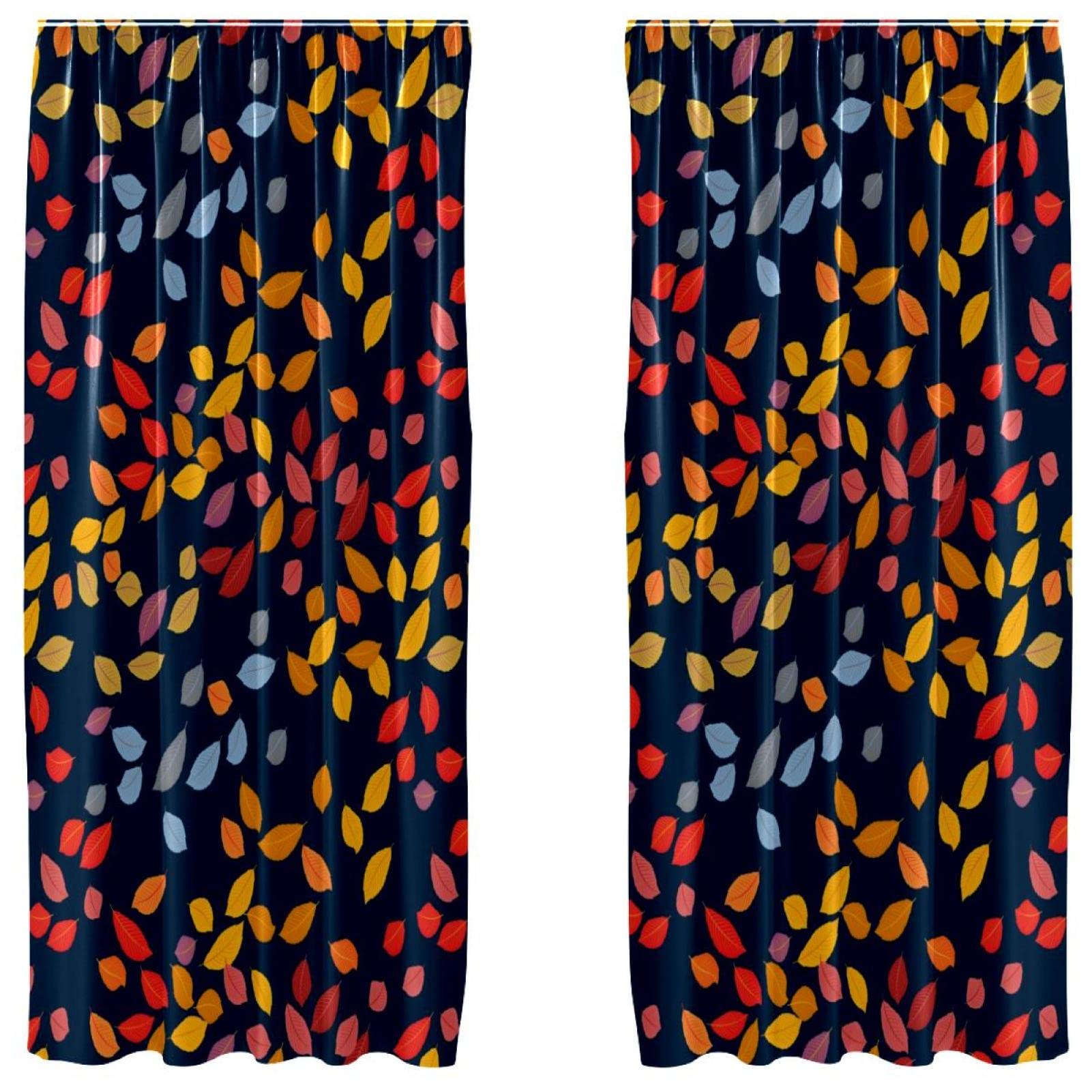 Cortinas de ventana de hojas de árbol en azul marino de 55 x 84 pulgadas