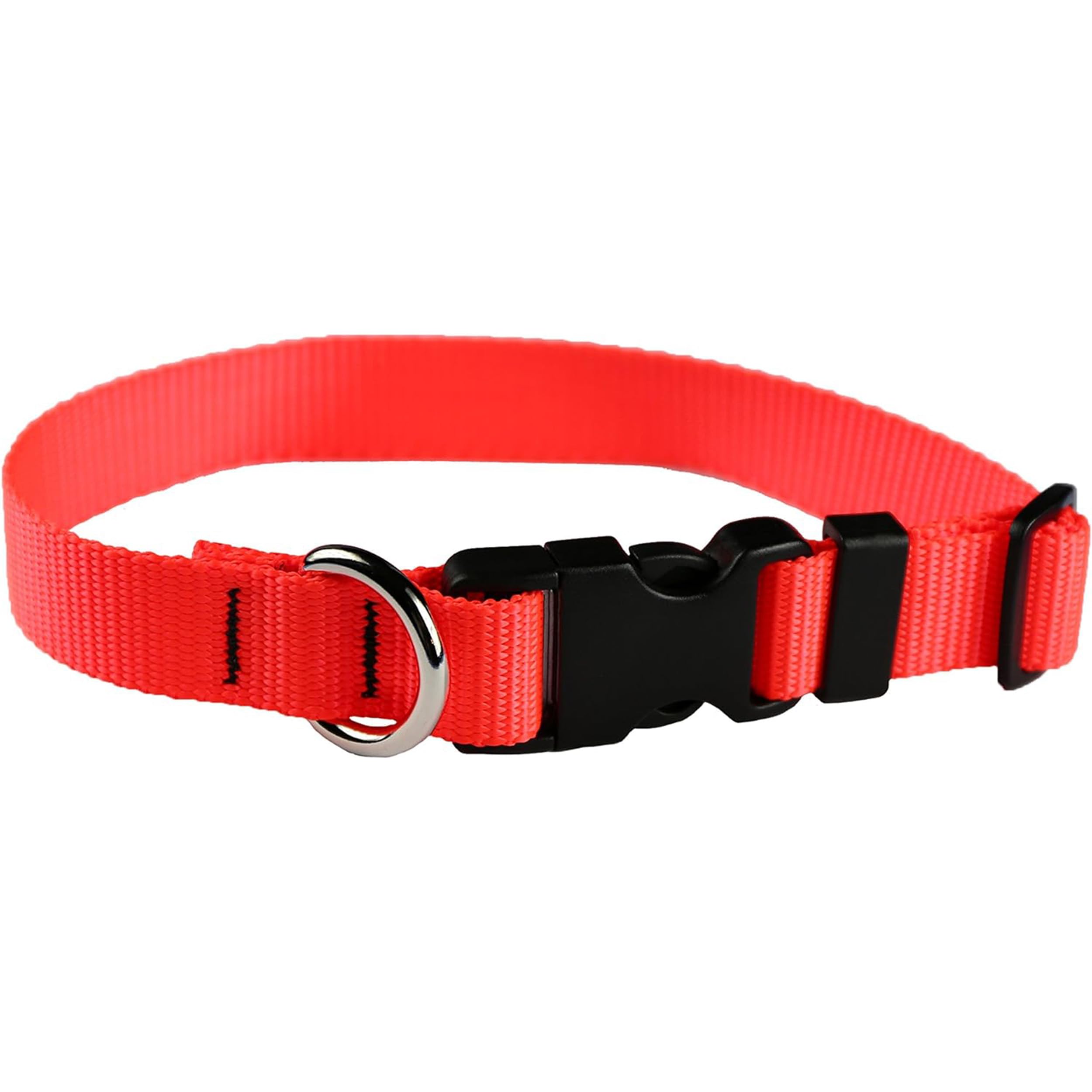 Dog Collar - Colored Adjustable Pet Collars, 1 Inch Wide, Large, Hot Orange