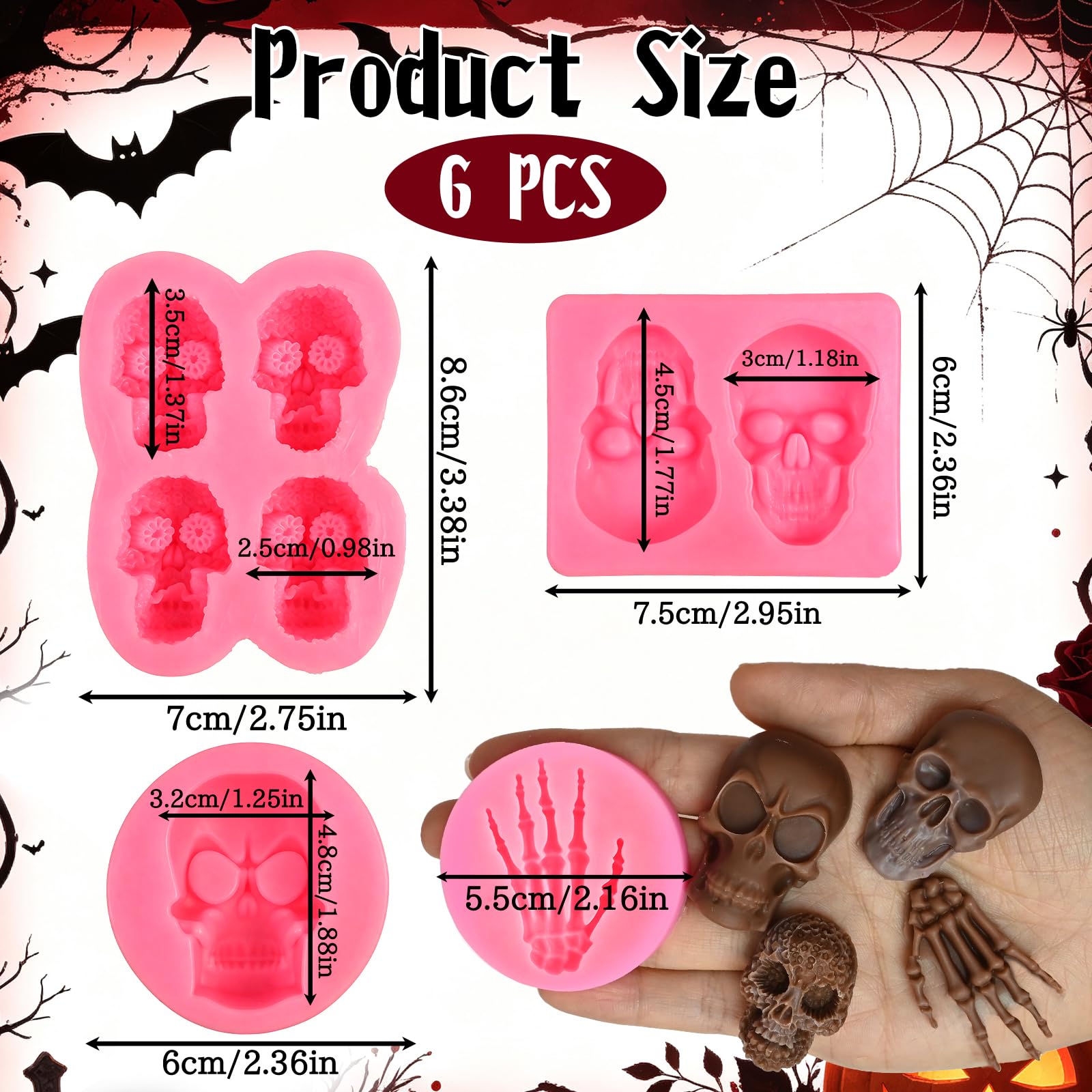 Halloween Fondant Molds - Skull & Skeleton -2