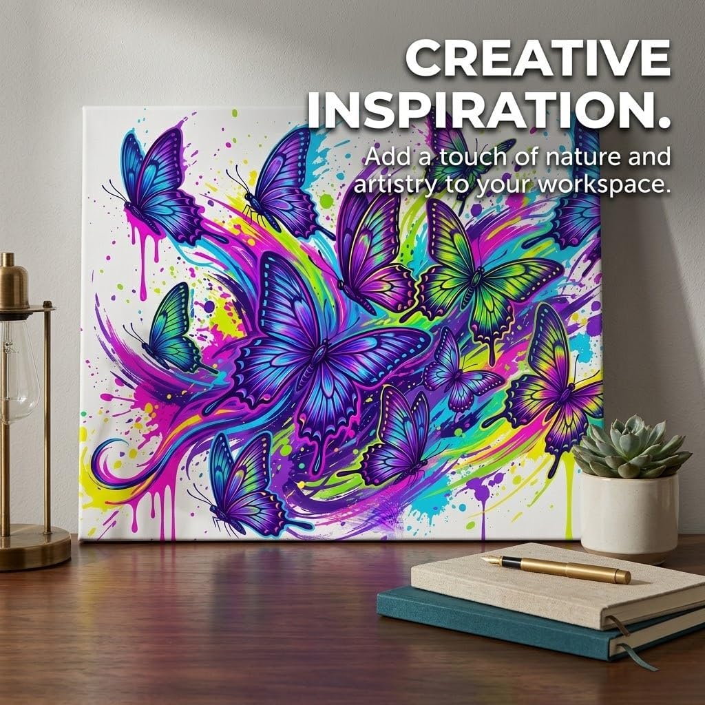 CHASTAR Vibrant Neon Swallowtail Butterfly and Moth Canvas Wall Art, Colorful Insects Gallery Wrapped Canvas Print for Living Room Wall Decor, 12x18 Inches image 5