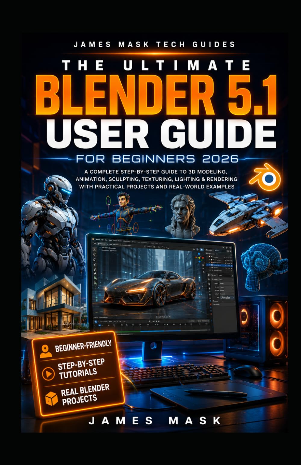 The Ultimate Blender 5.1 User Guide for Beginners 2026.: The Complete Step by Step Handbook to 3D Modeling, Animation,Texturing, Lighting and Rendering with Practical Projects and Real World Examples