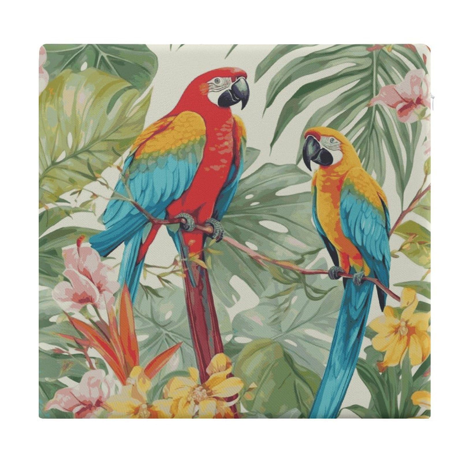 LDGSUPH Tropical Plants and Parrots Seat Cushions for Office Chair Cushion Square Pillows Seating Soft Floor Cushions Cozy Couch Cushion Support Memory Foam Chair Pads for Home Travel Car