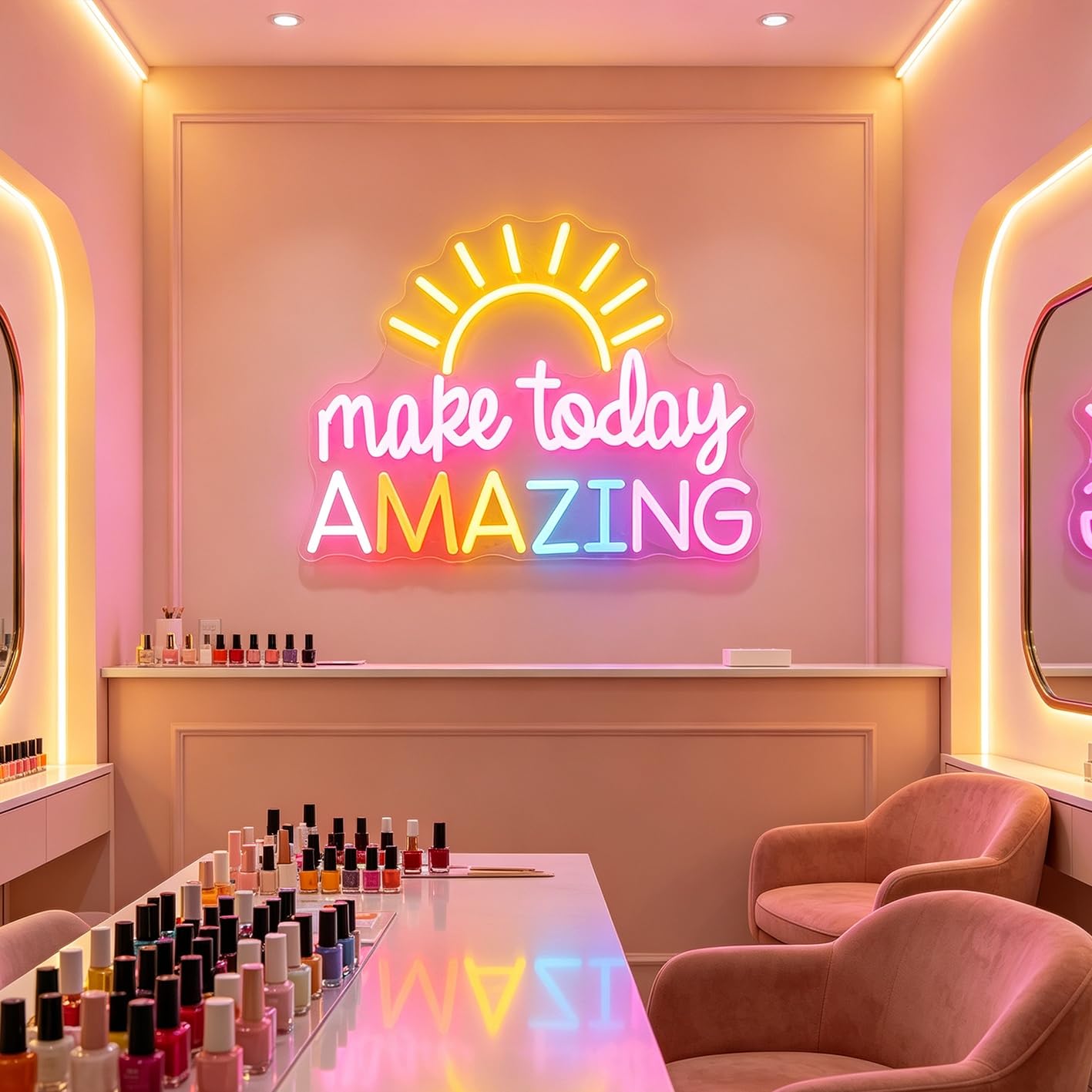 Letrero de neón personalizable con icono de amanecer, motivación matutina personalizable, decoración de pared LED para dormitorio, oficina en casa