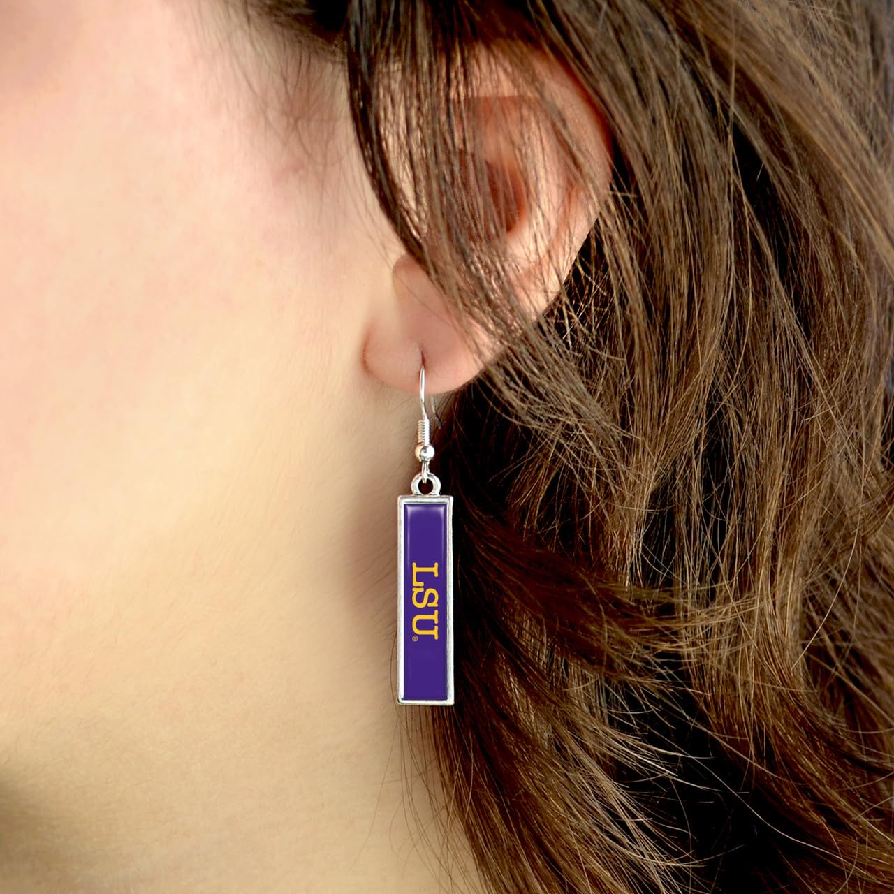 From the Heart LSU Tigers Nameplate Earrings Silver Jewelry Gift