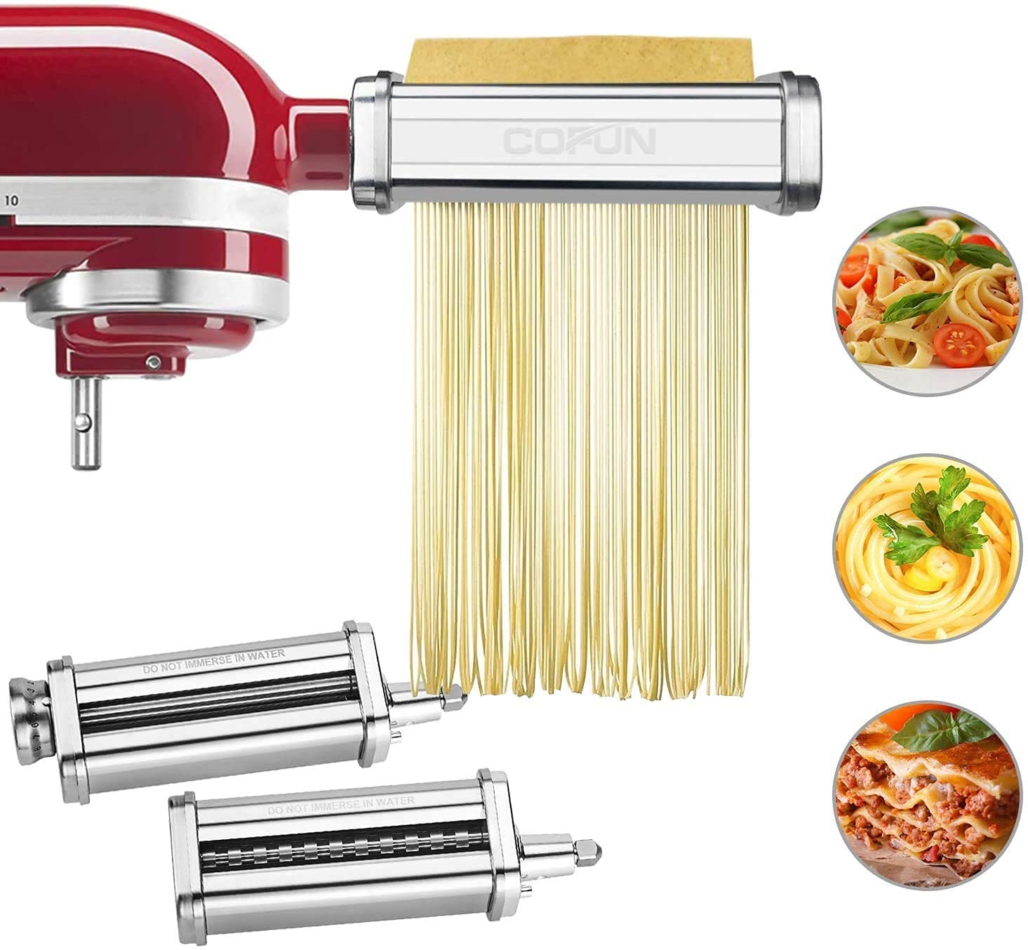 3 PCS Pasta Maker Attachment for Kitchenaid, Pasta Roller & Cutters Attachment Set for KitchenAid, Stainless Steel 3 in 1 Pasta Roller Attachment with Pasta Sheet Roller, Spaghetti, Fettuccine Cutter