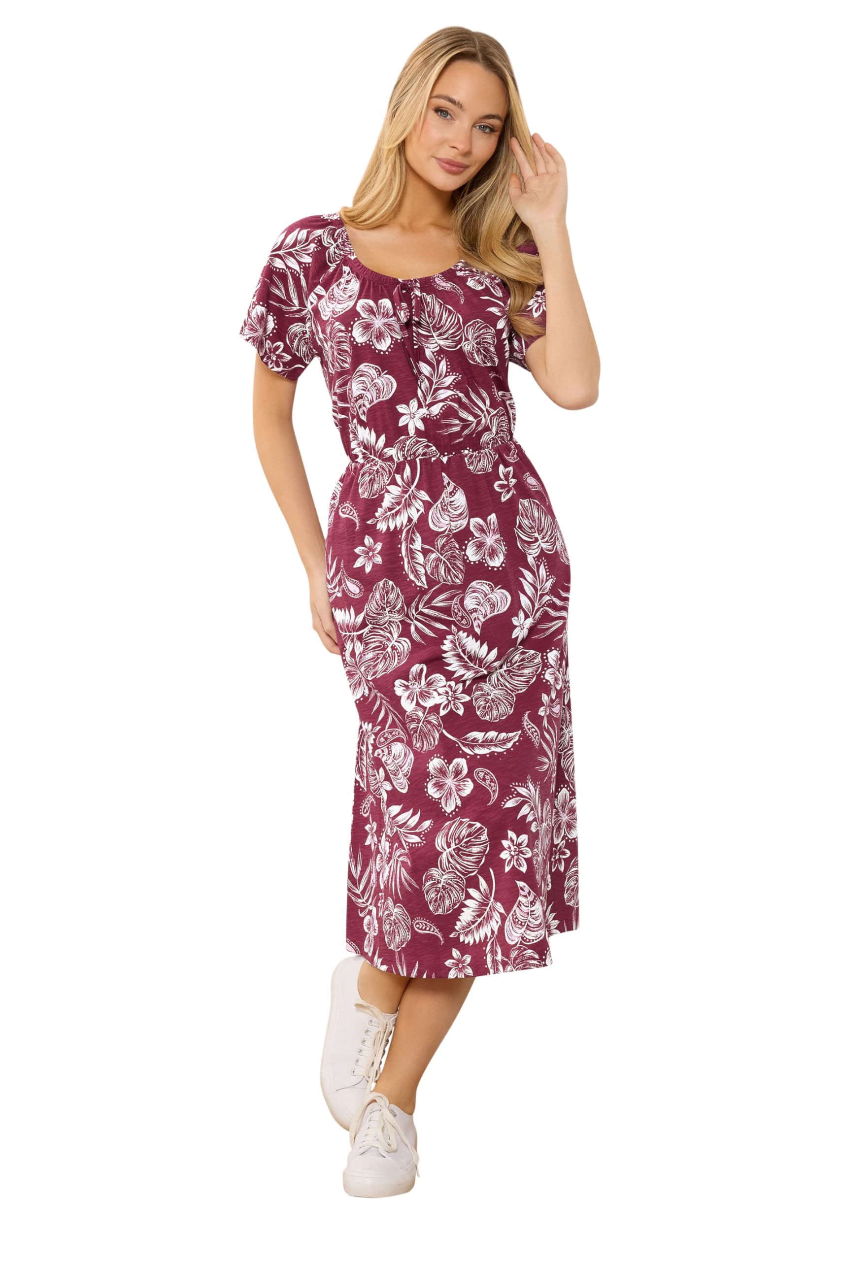 M&Co - Women's Dress - Midi - Cotton - Red - Size 14