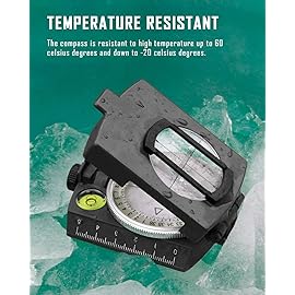 Eyeskey Tactical Survival Compass with Lanyard & Pouch | Waterproof & Impact Resistant | Lensatic Sighting Compass for Hiking (Black)