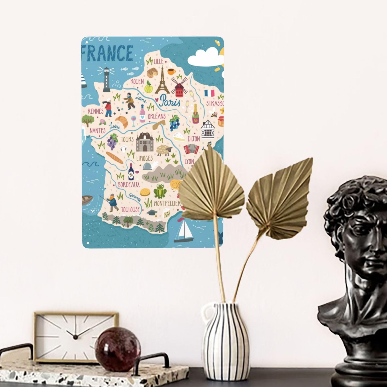 フランスアンティークブリキ製の壁掛けサイン/道路標識/インテリア71-115-4 Amazon | フランス 地図 マップ ブリキ看板 メタルプレート キッチン