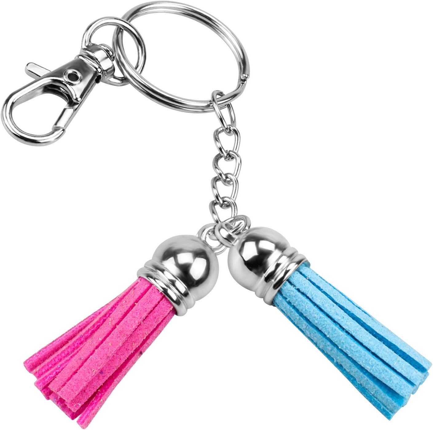Hysagtek 150 Pcs Key Chain Rings Bulk - Swivel Clasps, Split Key Ring with Chain and Jump Rings, Suede Tassel - Keychain Ring Parts Accessories for DIY Craft Projects Making Jewellery Findings