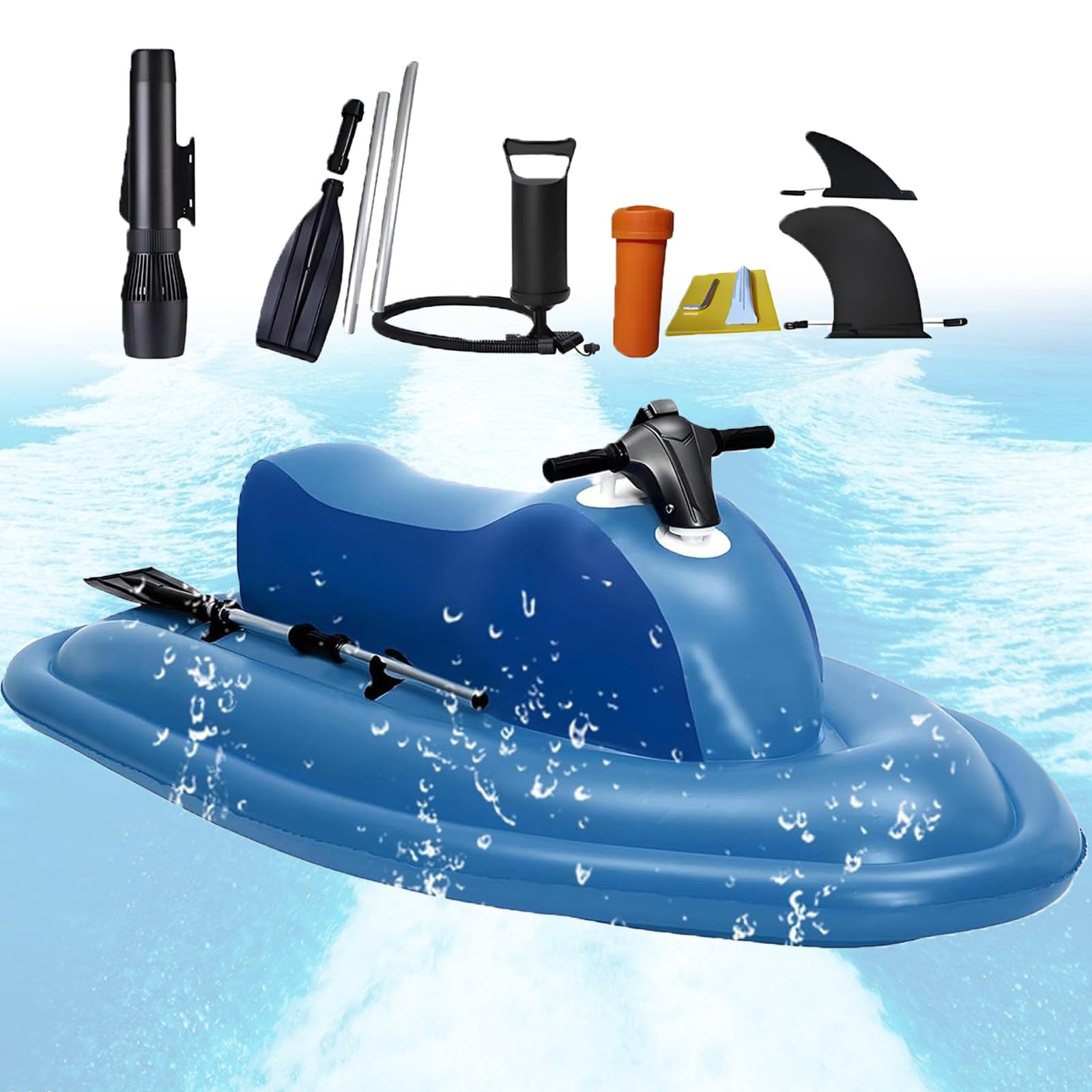 Atwynd 2-Person Motorized Inflatable Jet Boat for Adults, Electric Water Scooter Motorboat with Optional Scooter | Dual-Fin Safety Design | 10-Speed Control & 130Min Runtime | Pool Lake Ocean 500W16A