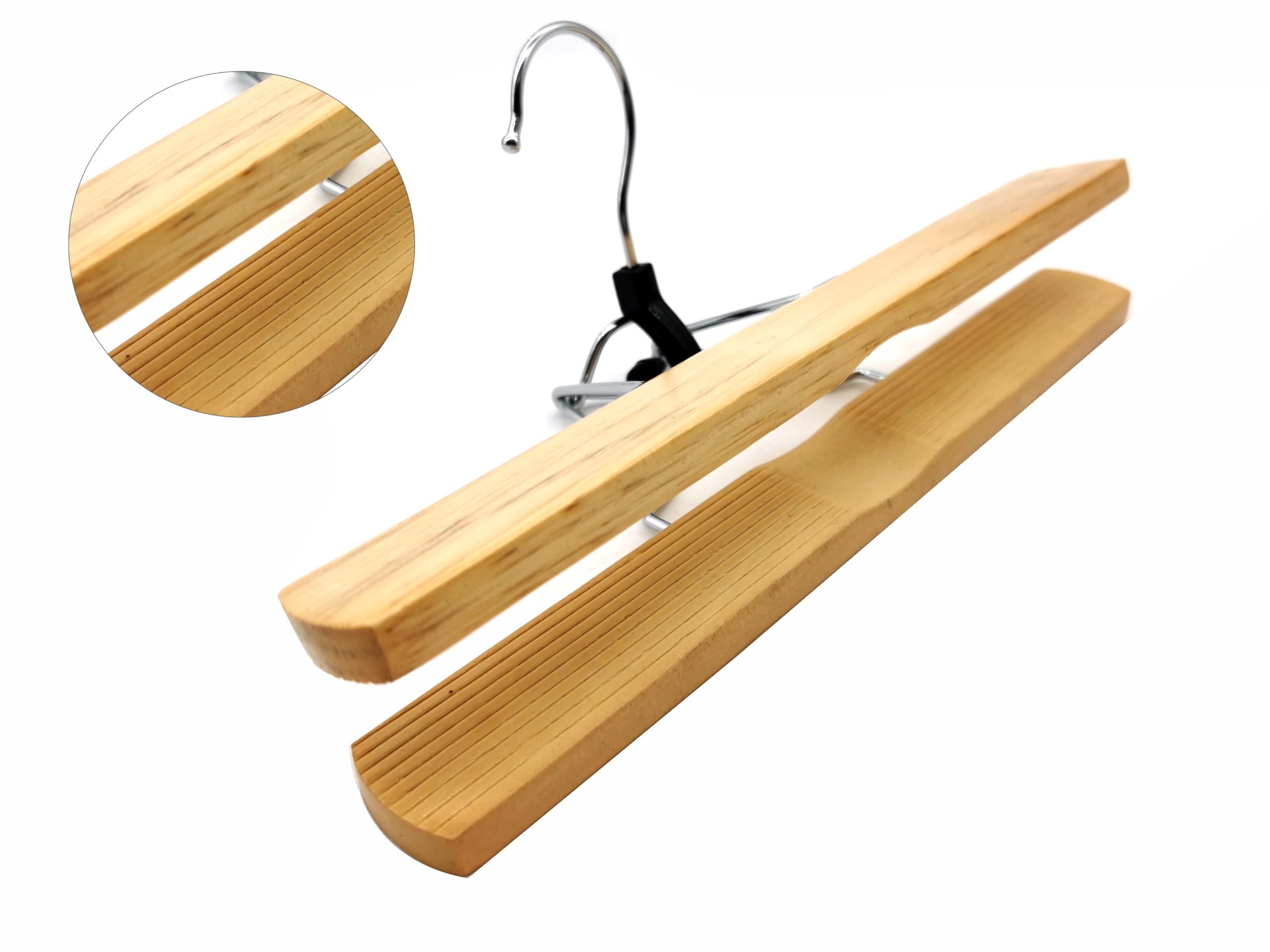 Richards Perchas de madera para pantalones, perchas de madera para faldas, paquete de 6, para pantalones cortos y ropa de vestir de mujer, antideslizantes, delgadas, ahorran espacio en el armario