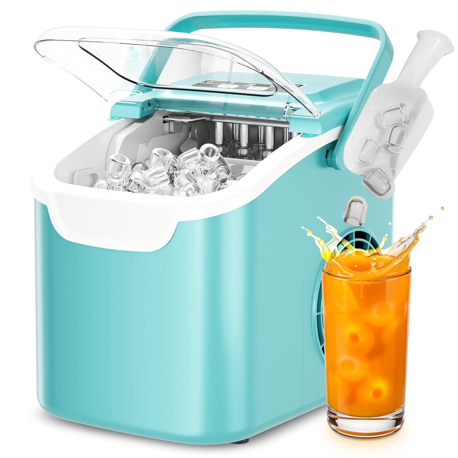 Antarctic Star Countertop Ice Maker Machine, 8 Cubes in 6 Mins, 26.5 lbs/Day, Self-Cleaning, 2 Sizes, Ultra-Quiet for Home/Kitchen/Camping/RV Black — view 10