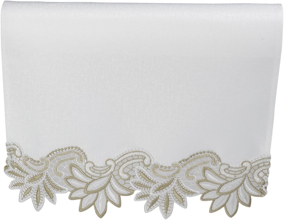 Mill Outlet Decorative Chair Back with Floral Trim Sofa Furniture Settee Cover Antimacassar (White)