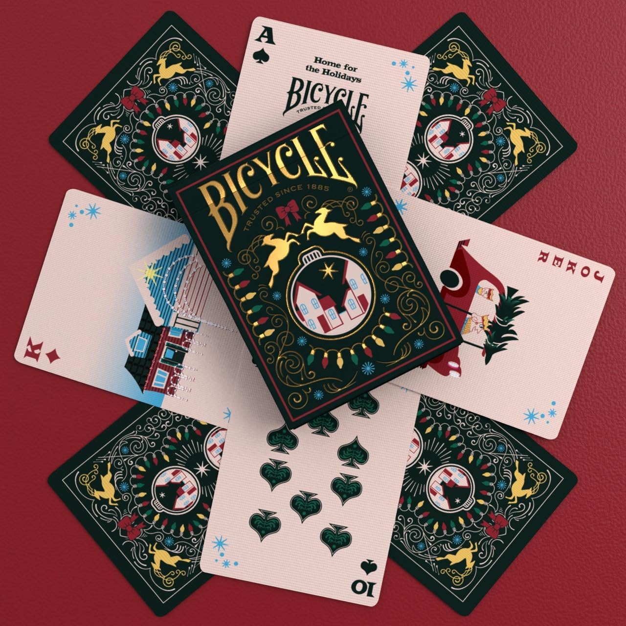 Bicycle Home for The Holidays Collectible Standard 52 Deck of Cards, Poker Size, Stocking Stuffers, Small, Family & Kids Card Game Night
