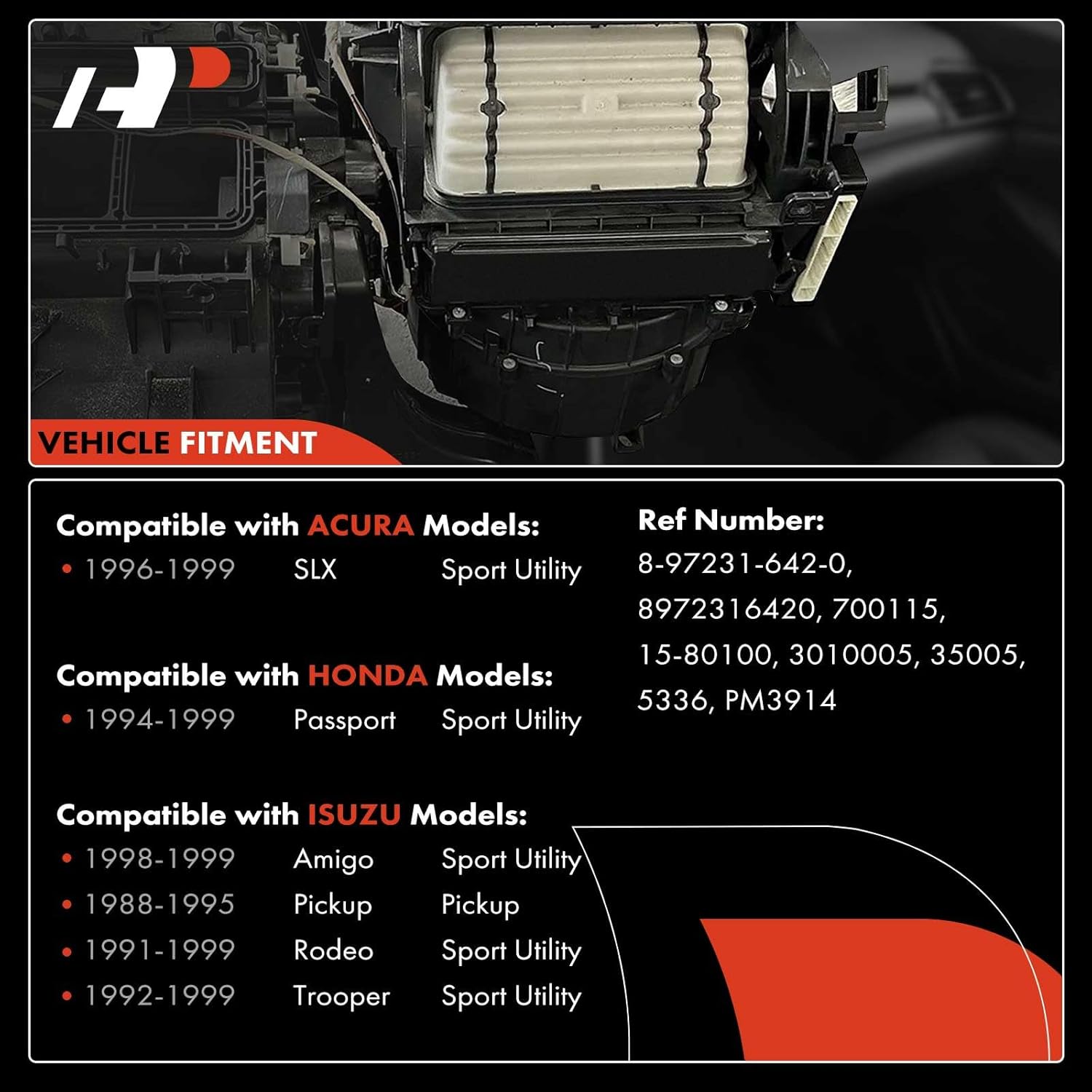 A-Premium Front HVAC Heater Blower Motor Compatible with Isuzu Rodeo 1991-1999, Trooper 1992-1999, Pickup 1988-1995, Amigo 1998-1999, VehiCROSS 1999 & Honda Passport 1994-1999 & Acura SLX 1996-1999