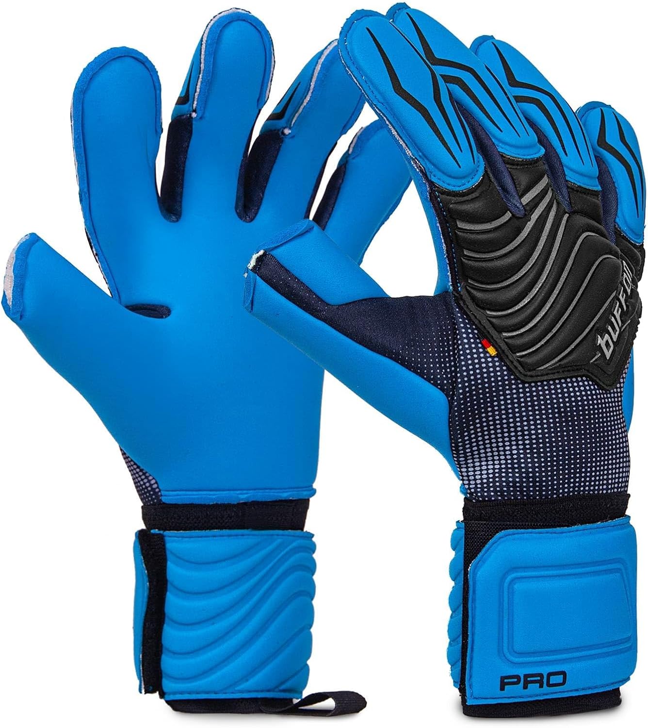 Buffon Atom Professional Goalkeeper Gloves – Unisex G-Flat Cut, 3.5 mm German Latex Prime Grip Palm, Outlast® Temperature-Regulating Backhand, Punching Zone & Extended