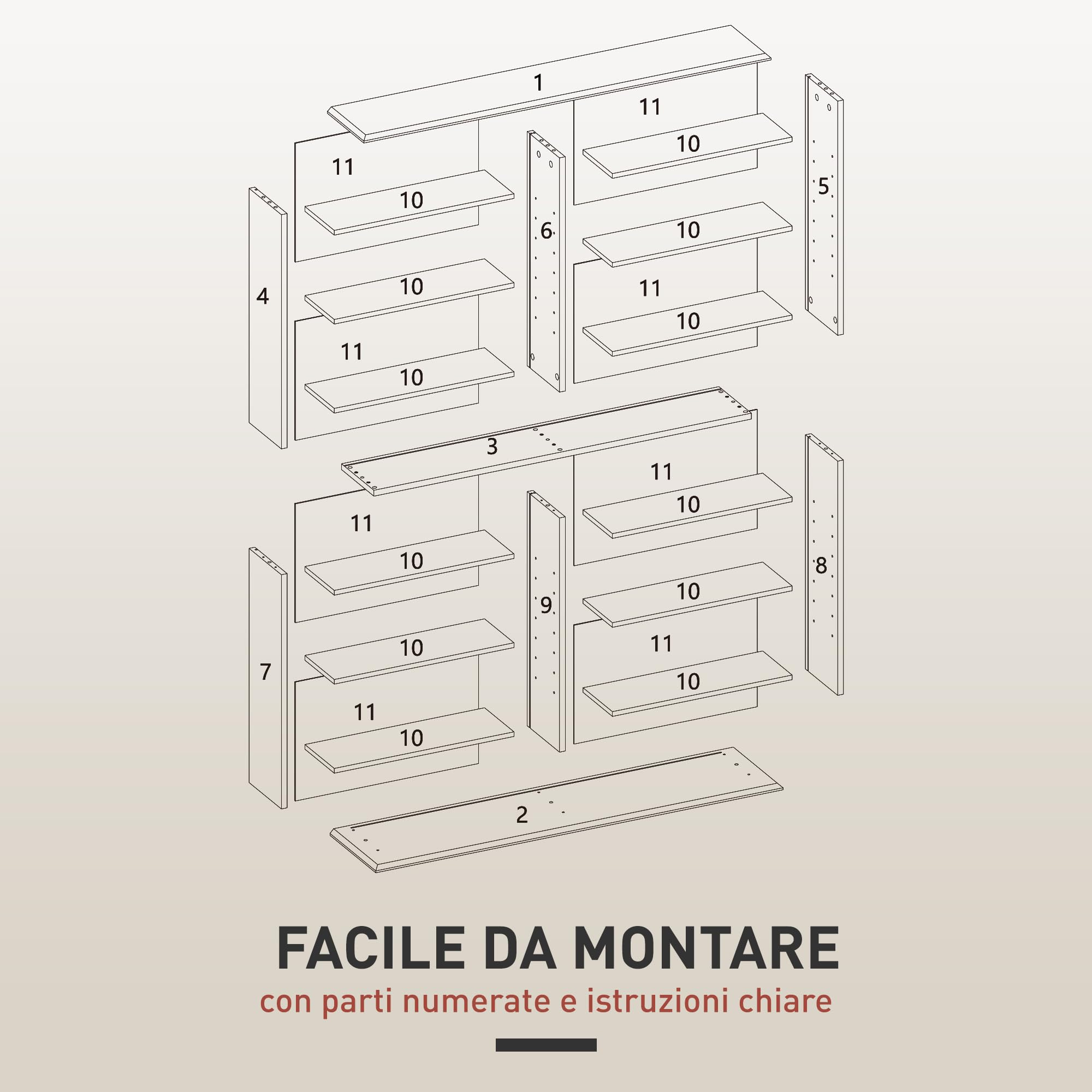 HOMCOM Mueble para CD con 12 estantes ajustables, estantería para 720 CD/396 DVD, ahorra espacio, de madera, mueble portacd con 16 compartimentos, para salón, dormitorio, oficina, 106,5 x 24 x 126,3