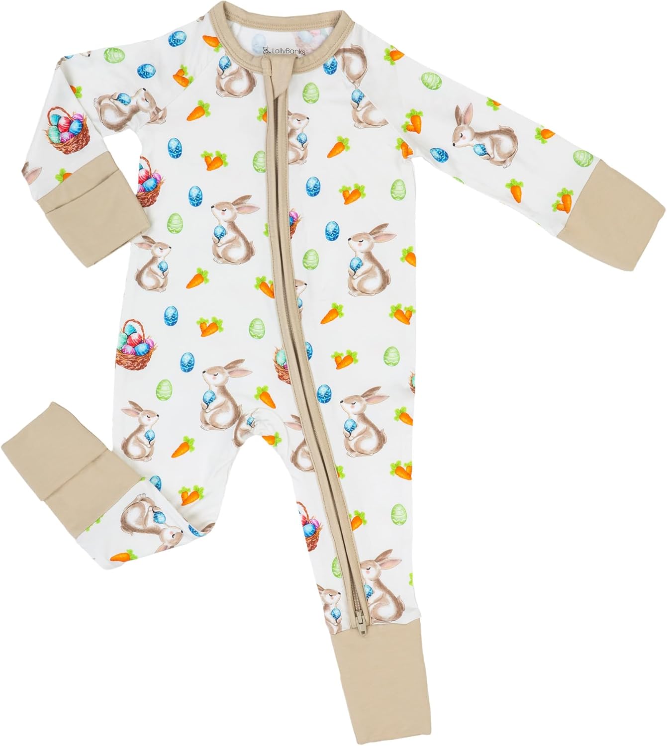 LollyBanks Baby Pajamas, Long Sleeve Baby Romper with 2-Way Zipper, 95% Viscose from Bamboo and 5% Spandex, Infant Sleepers