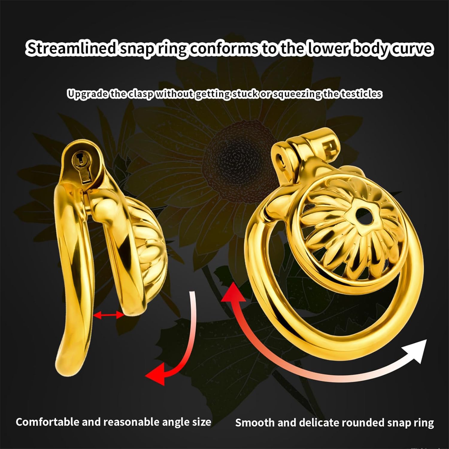 Gold Stainless Steel Chastity Cage with Invisible Lock and Key for Man Penis Erection Control Metal Male Penis Bondage Gear Chastity Device Sex Toys
