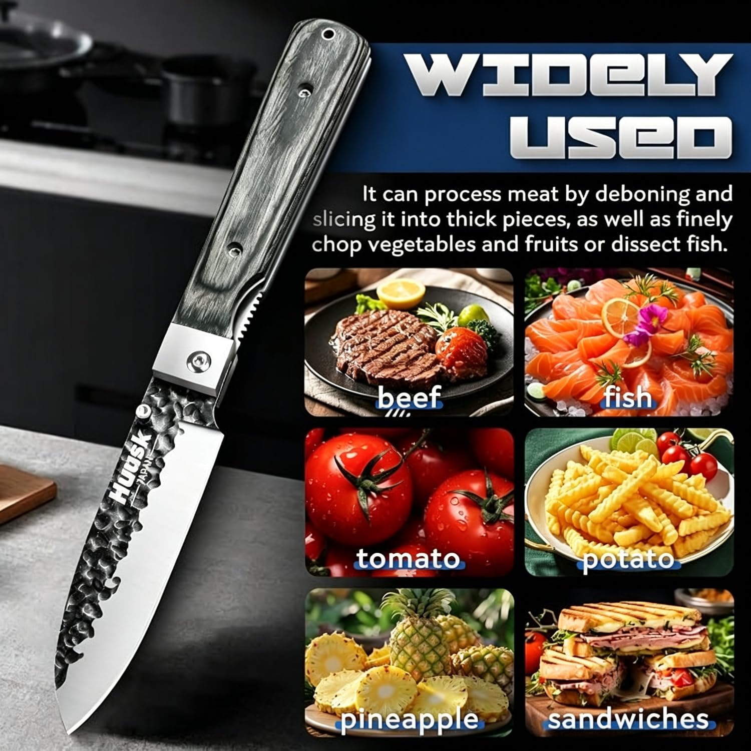 Huusk Japanese Folding Santoku Knife - Pocket Chef Knife — Amazon image 5