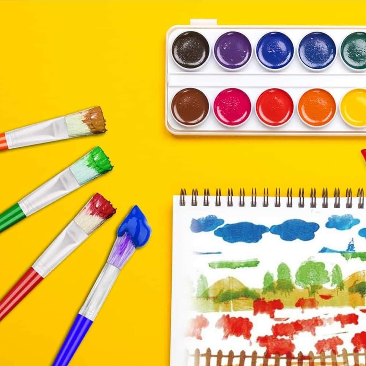 10Pcs Paint Brushes, Paint Brushes Large Chubby Brushes Round and Flat Painting Brushes for Washable Paint Acrylic Paint