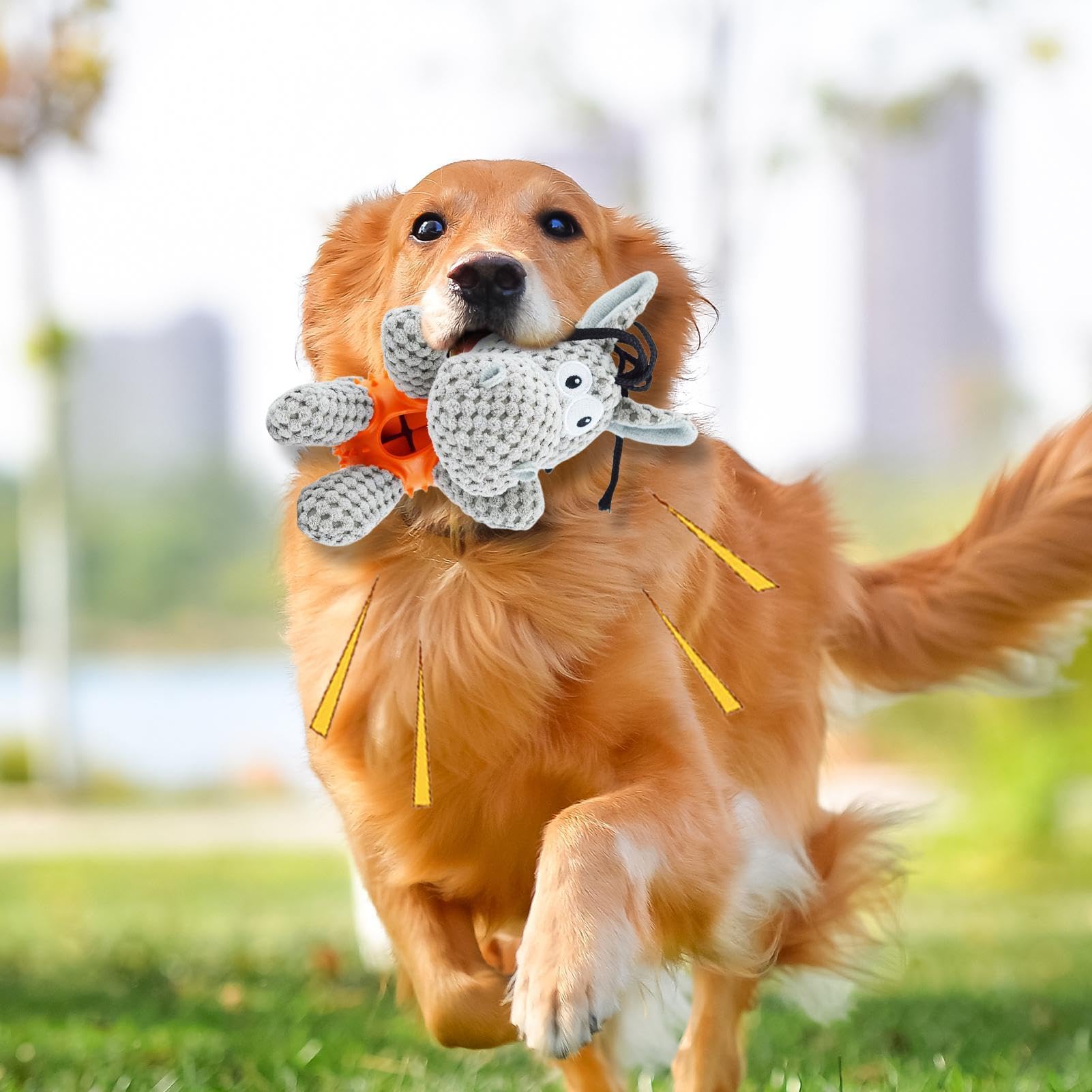 Pubialo Hundespielzeug Esel - Quietschendes Plüschtier Mit Knisterfunktion
