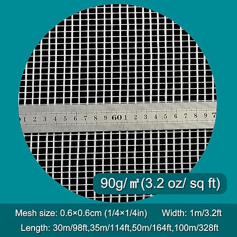 Fiberglass Mesh Plastering Mesh 98ft 114ft 164ft 328ft, Commercial Fiber Glass Mat Material Roll, Seam Repair/Wall Crack/Reinforcement Glass Fiber Cloth(Hole 0.6cm(1/4in),L 30m(98ft))