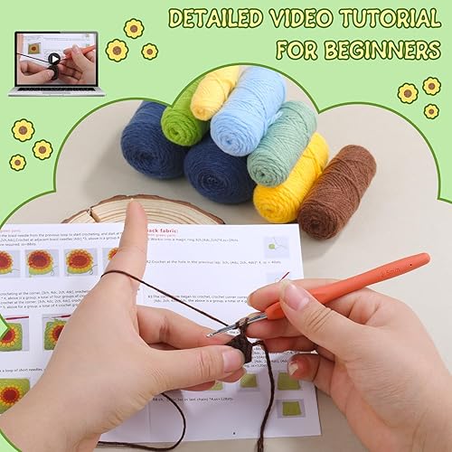 Miniatura 3 de Pnytty Kit de ganchillo para principiantes, bolsa de kit de ganchillo para principiantes, kits de punto para principiantes de ganchillo para