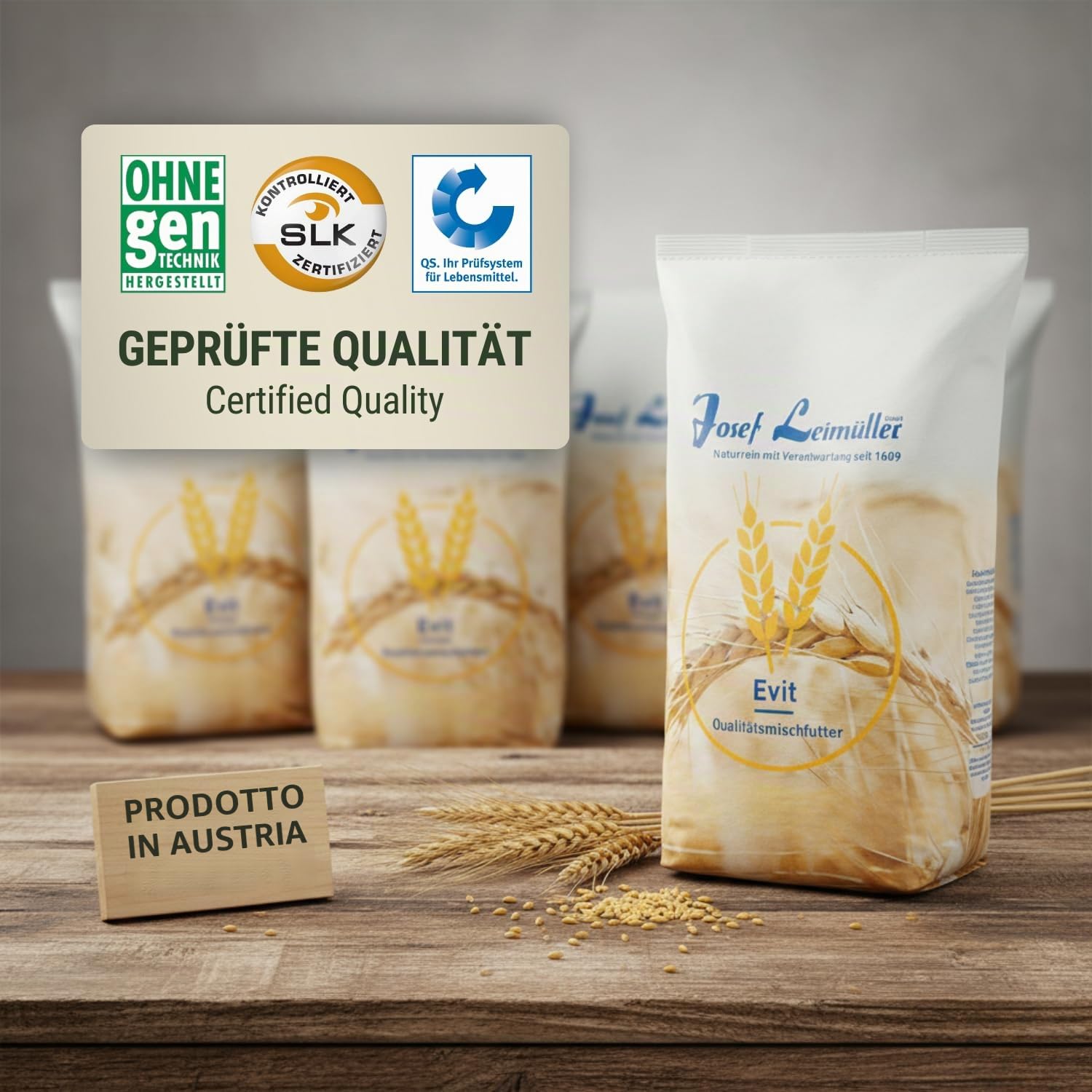Leimüller Mangime Polli 25kg - 6 cereali, no OGM - Per uova saporite e gusci robusti, Salute e crescita dei Polli