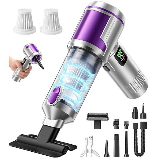 Cordless Handheld Car Vacuum, 4-in-1 Portable Mini Vacuum with 22 kPa High Suction Power, USB Type-C Rechargeable Hand held Vacuum Cleaner for Car, Home, Office, Pet Hair & Keyboard Cleaning