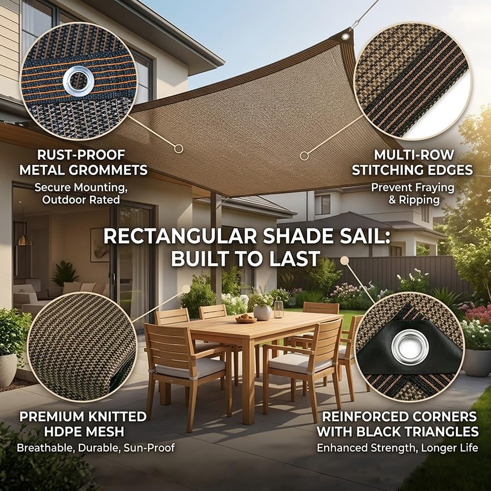 Genérico 90% Red De Sombra para Invernadero, Malla De Sombra con Ojales, Toldo Vela De Sombreo Resistente A Los Rayos UV Permeable Tela De Sombreo Protección Solar Lona para Exterior Jardín | 5x14.0m